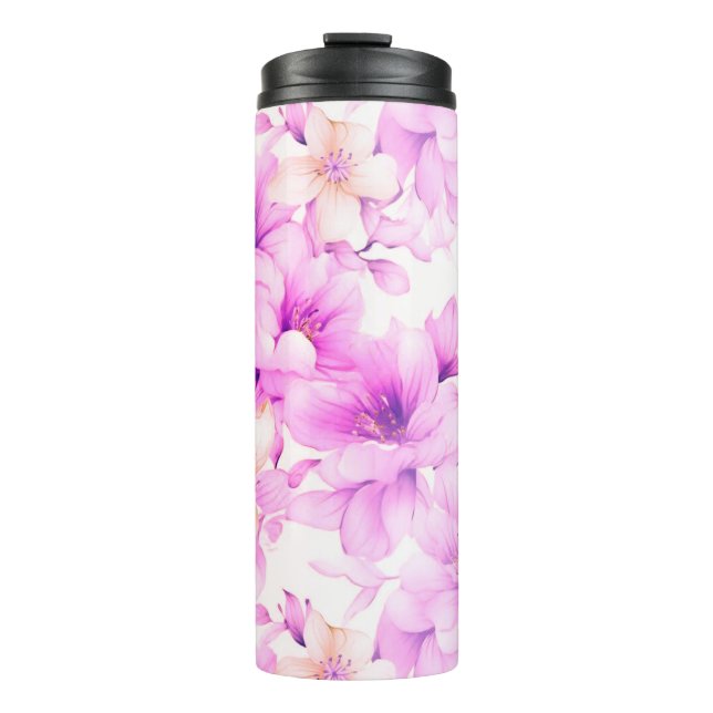 Bouteilles Isothermes Aquarelle délicate Fleurs roses (Devant)