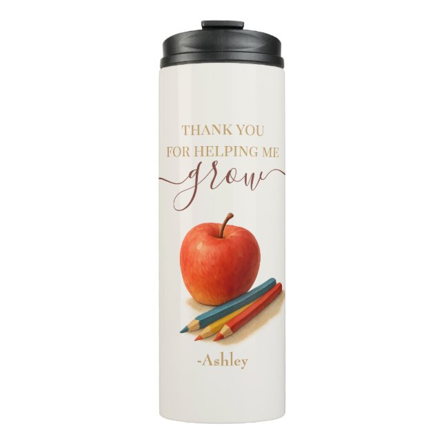Bouteilles Isothermes Aquarelle Enseignant Apple - Cadeau Merci (Devant)