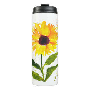 Bouteilles Isothermes Aquarelle fleurs jaune tournesol aquarelle