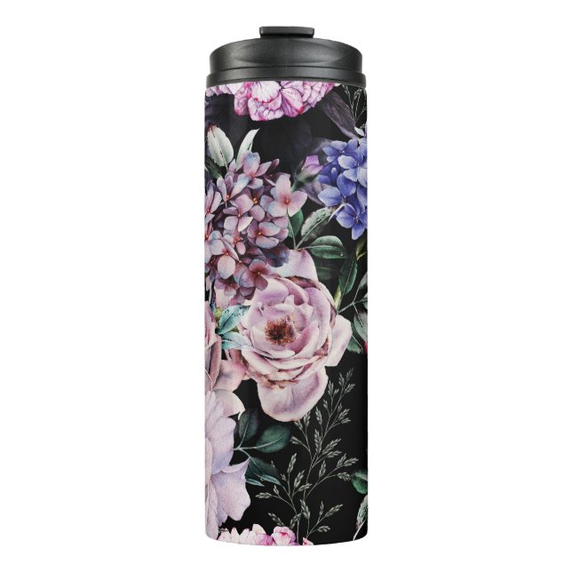 Bouteilles Isothermes Aquarelle florale foncée Design sans joint (Devant)