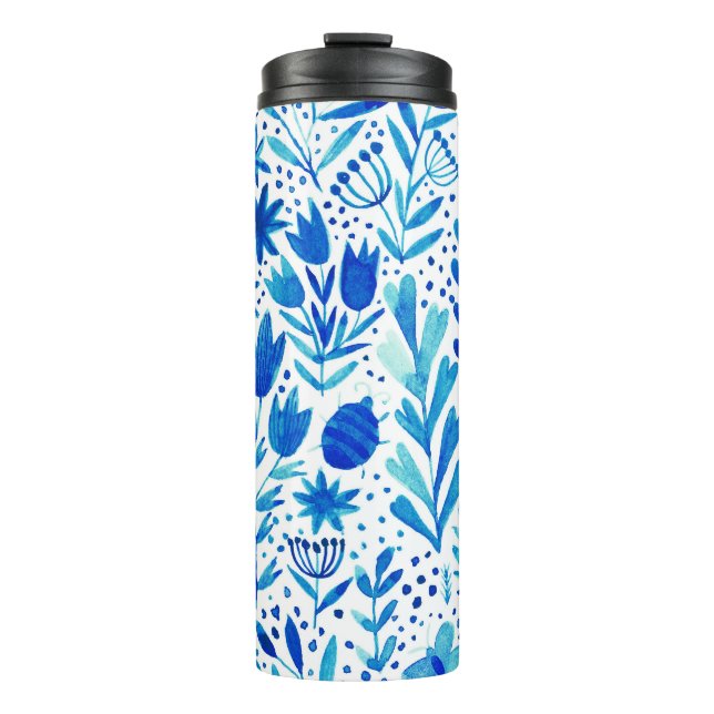 Bouteilles Isothermes Aquarelle florale Plantes texture transparente (Devant)