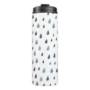 Bouteilles Isothermes Aquarelle gouttes de pluie, indigo motif sans soud