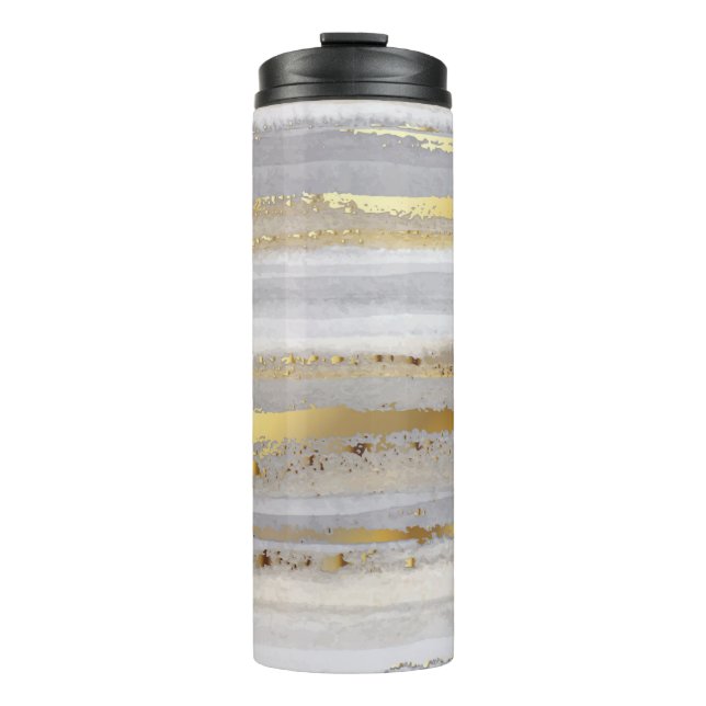 Bouteilles Isothermes Aquarelle gris et texture or de luxe (Devant)