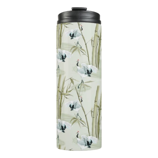 Bouteilles Isothermes Aquarelle japonaise Asiatique Art Bambou Motif d'o (Devant)