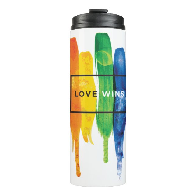 Bouteilles Isothermes Aquarelle LGBT L'amour gagne Rainbow Paint Typogra (Devant)