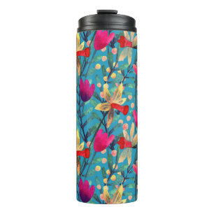 Bouteilles Isothermes Aquarelle Lumineuse : Design Floral Sans Maille.