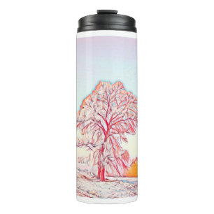 Bouteilles Isothermes Aquarelle moderne des arbres enneigés colorés