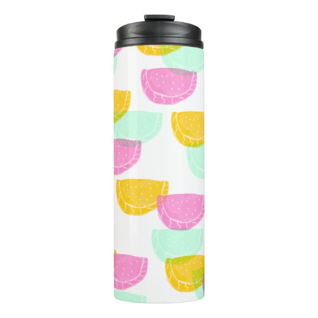 Bouteilles Isothermes Aquarelle Motif Pastèque Rose Vert Jaune (Devant)