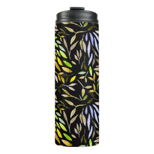 Bouteilles Isothermes Aquarelle motif sans couture avec feuilles colorés