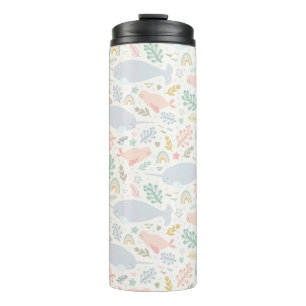 Bouteilles Isothermes Aquarelle Narwhal et Motif de phoque