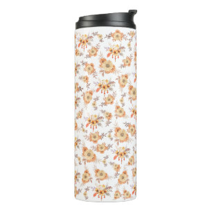 Bouteilles Isothermes Aquarelle Orange Fleur Floral Boho