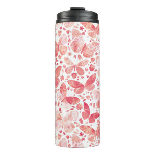 Bouteilles Isothermes Aquarelle Papillon Motif rose