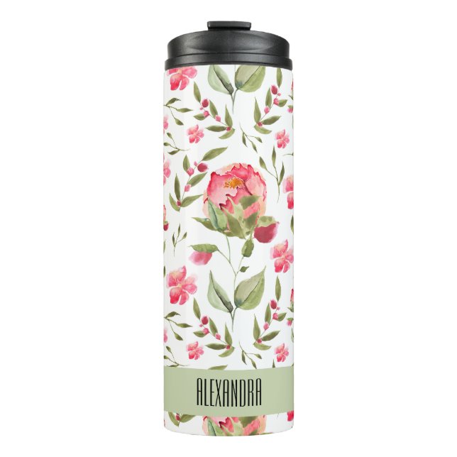 Bouteilles Isothermes Aquarelle Peony Floral Thermal Tumbler - Élégant (Devant)