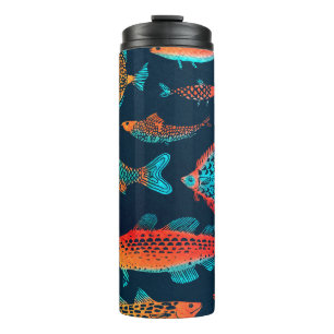 Bouteilles Isothermes Aquarelle Poissons : Bleu Profond Sans Mer