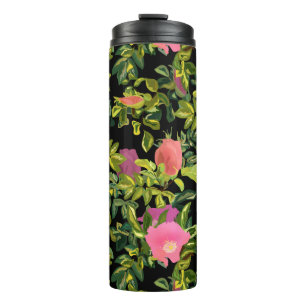 Bouteilles Isothermes Aquarelle rose fleurs rose rétro fleurie botanique