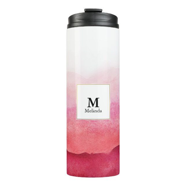 Bouteilles Isothermes Aquarelle rose Vagues Monogram Tumbler (Devant)