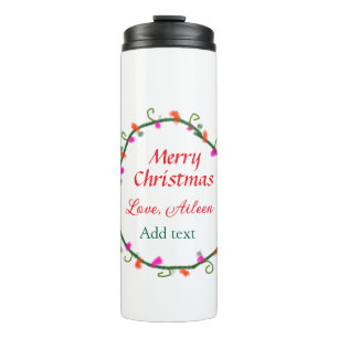 Bouteilles Isothermes aquarelle rouge blanc floral wreath joyeux Noël
