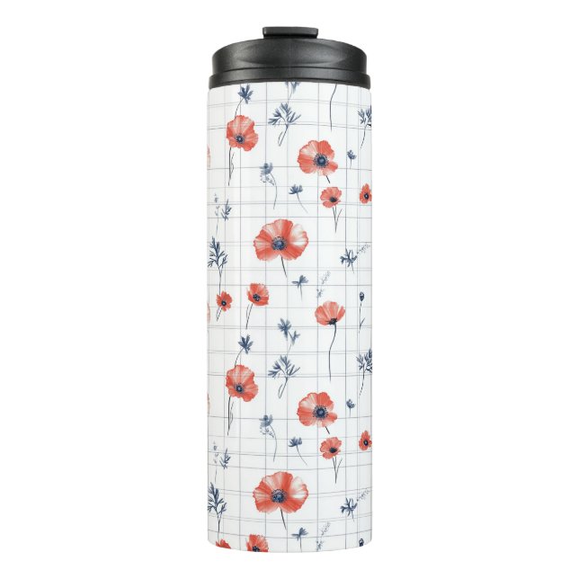 Bouteilles Isothermes Aquarelle rouge Motif sur blanc (Devant)
