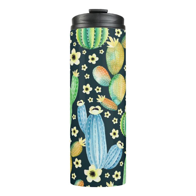 Bouteilles Isothermes Aquarelle Succulente Cactus Motif Floral (Devant)
