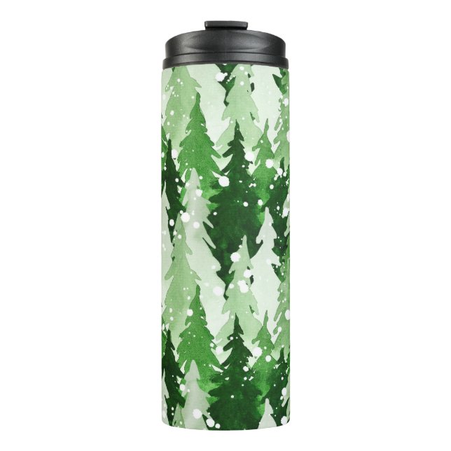 Bouteilles Isothermes Aquarelle transparente motif avec pins verts  (Devant)