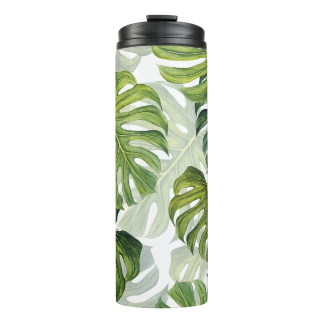 Bouteilles Isothermes Aquarelle tropicale de Monstera verte (Devant)