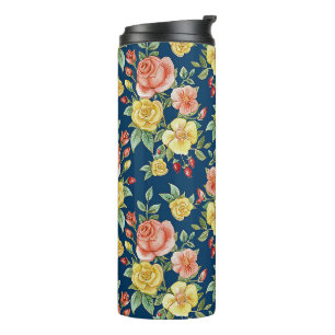 Bouteilles Isothermes Aquarelle vintage Floral Rose Arrière - plan