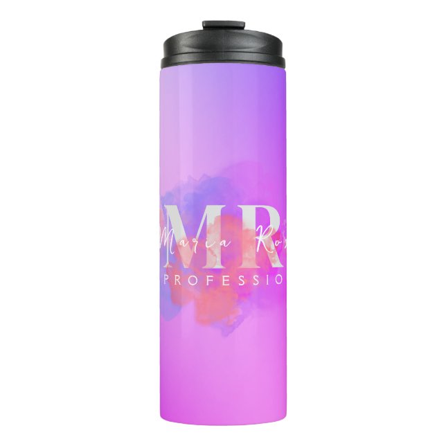 Bouteilles Isothermes Aquarelle violet logo Rose or violet fumée (Devant)