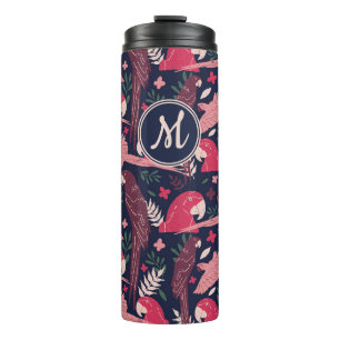 Bouteilles Isothermes Ara Parrot Rouge Tropical Leave Motif Monogramme