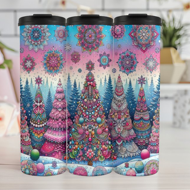 Bouteilles Isothermes Arbre de Noël Abstrait en neige (Créateur téléchargé)