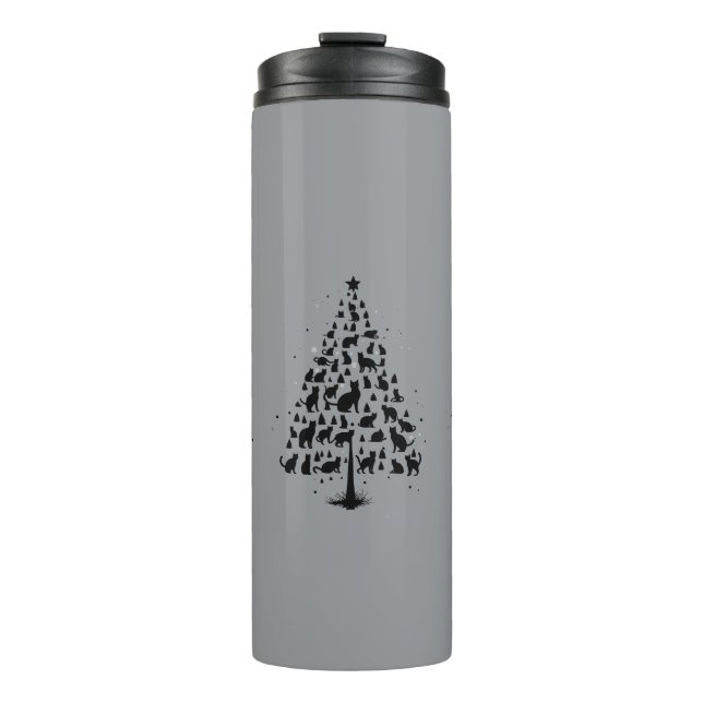 Bouteilles Isothermes Arbre de Noël amateur de chat 1 (Devant)
