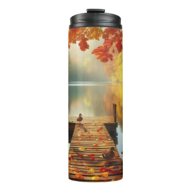 Bouteilles Isothermes Arbres d'automne & lac avec canards (Devant)
