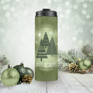 Bouteilles Isothermes Arbres de Noël et flocons de neige Green ID863