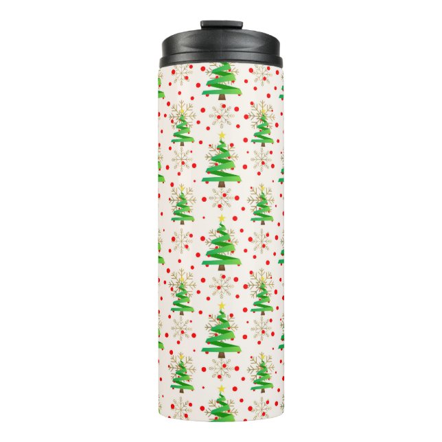 Bouteilles Isothermes Arbres de Noël et flocons d'or (Devant)