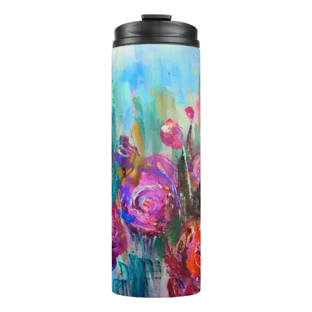 Bouteilles Isothermes Arbuste à fleurs de pivoines, peintures modernes,  (Devant)