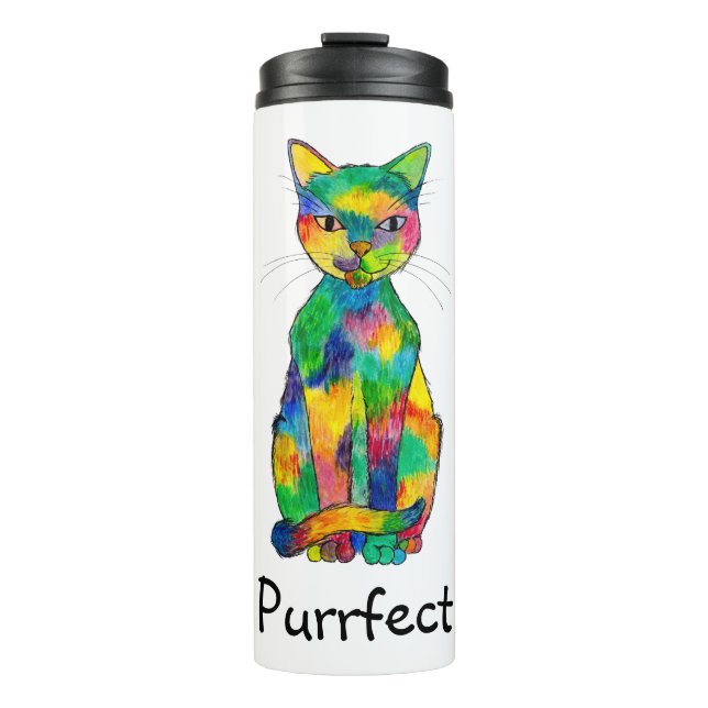 Bouteilles Isothermes Arc-en-ciel Cat Purrfect Thermal Tumbler (Devant)