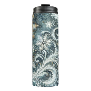 BOUTEILLES ISOTHERMES ARGENT D'OR BLANC BLEU ABSTRAIT EN HIVER
