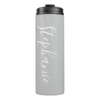 Argent Monogramme moderne script Thermal Tumbler