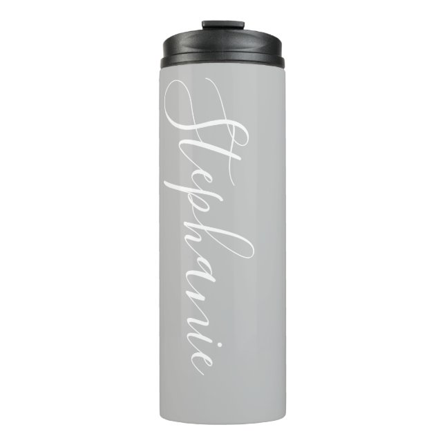 Bouteilles Isothermes Argent Monogramme moderne script Thermal Tumbler (Devant)