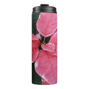 Bouteilles Isothermes Argent Star Marbre Poinsettias Pink Holiday Floral