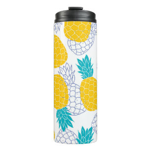 Bouteilles Isothermes Arrière - plan blanc ananas, motif sans soudure.