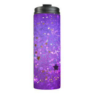 Bouteilles Isothermes Arrière - plan de feuille violet avec étoiles