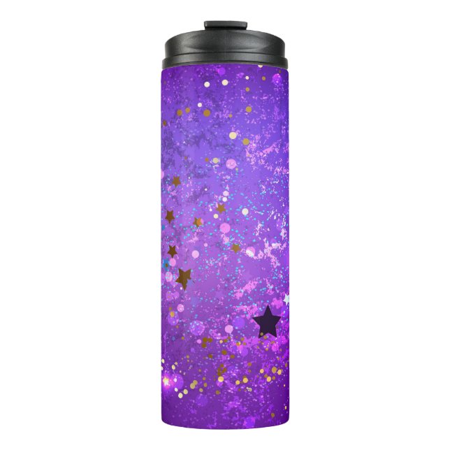 Bouteilles Isothermes Arrière - plan de feuille violet avec étoiles (Devant)