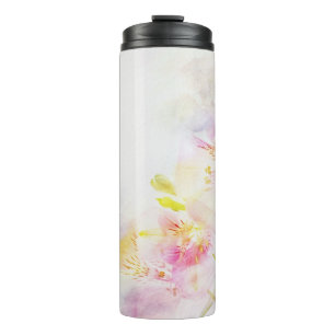 Bouteilles Isothermes arrière - plan floral avec des fleurs d'aquarelle