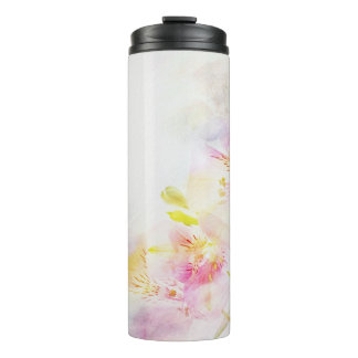 Bouteilles Isothermes arrière - plan floral avec des fleurs d'aquarelle