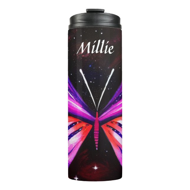 Bouteilles Isothermes Arrière - plan noir papillon céleste (Devant)