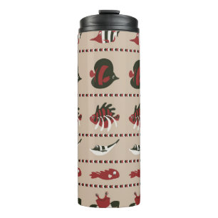 Bouteilles Isothermes Arrière - plan sans couture avec vie marine - crab