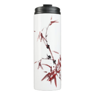 Bouteilles Isothermes Art asiatique avec escargot et bambou rouge