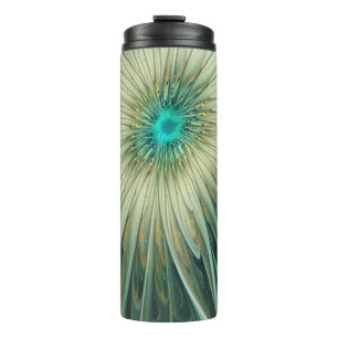 Bouteilles Isothermes Art de fractale de fleur de fantaisie verte sauge