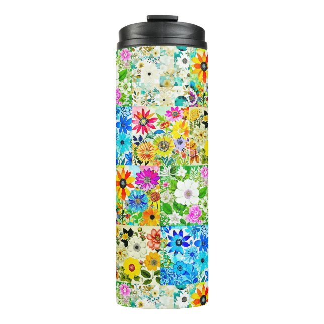 Bouteilles Isothermes Art de patchwork floral aquarelle fleurs (Devant)