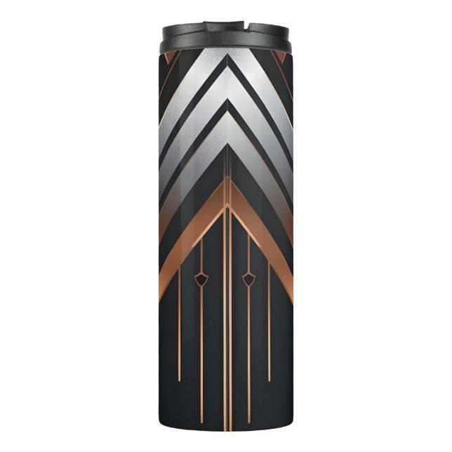 Bouteilles Isothermes Art Deco Copper & Silver Geometric Design (Dos)